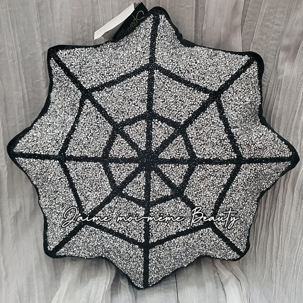 Shimmering Rhinestone Encrusted Spiderweb Pillows By Sparkles Home